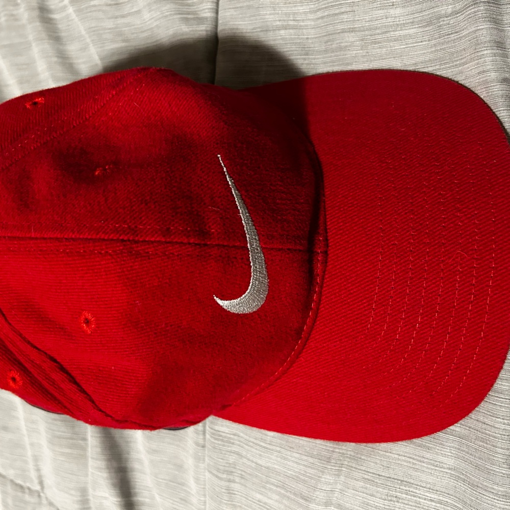 Nike Red Baseball Cap with Silver Swoosh